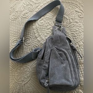 Free people genuine cow leather suede crossbody bag with adjustable strap